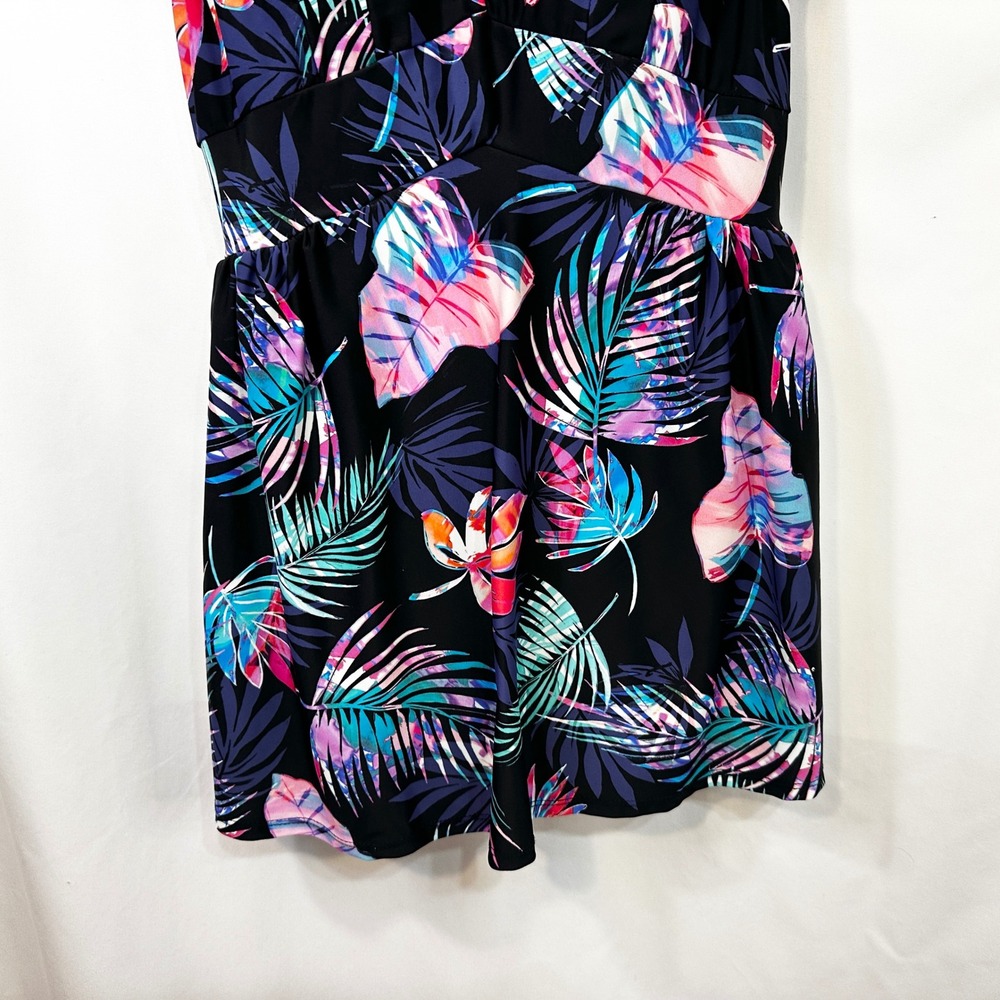 Swimsuits For All Plus Size 16 Swimdress Swimsuit Tropical Black Pink Beach 881 - Picture 7 of 12